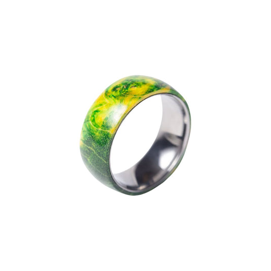 Bague en tungstène et bois d'érable infusé vert ((16))