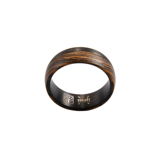 Bague en tungstène et bois de whisky + ébène (1)