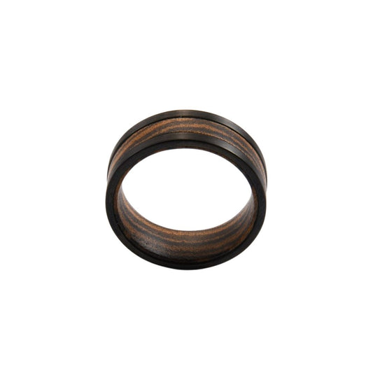 Bague en tungstène et bois de whisky + ébène (4)
