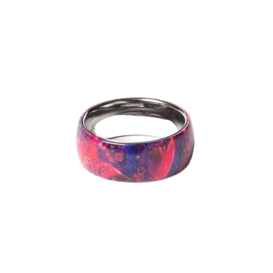 Bague en tungstène et bois d'érable infusé rose ((15))