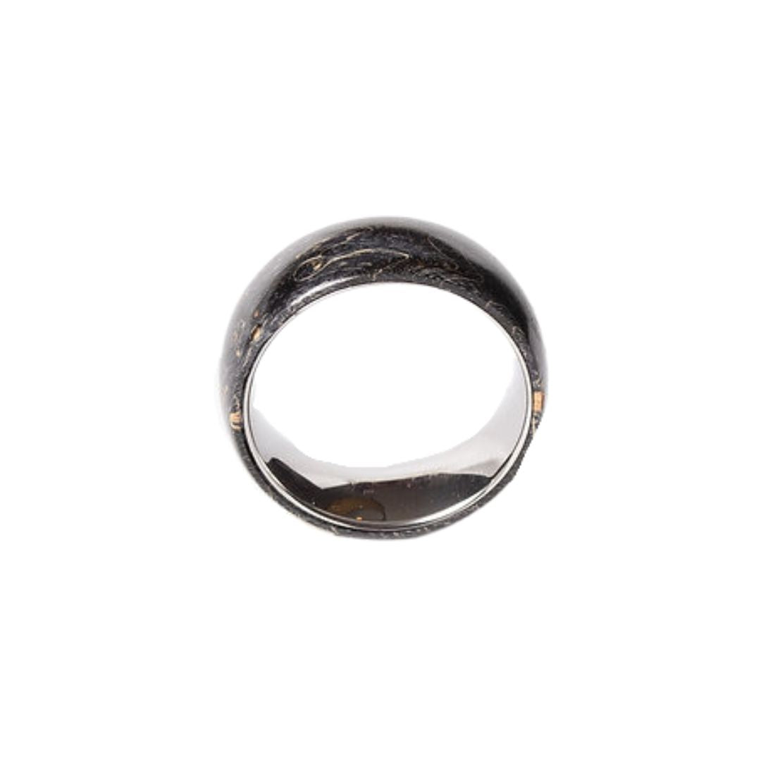 Bague en tungstène et bois d'érable infusé noir ((13))