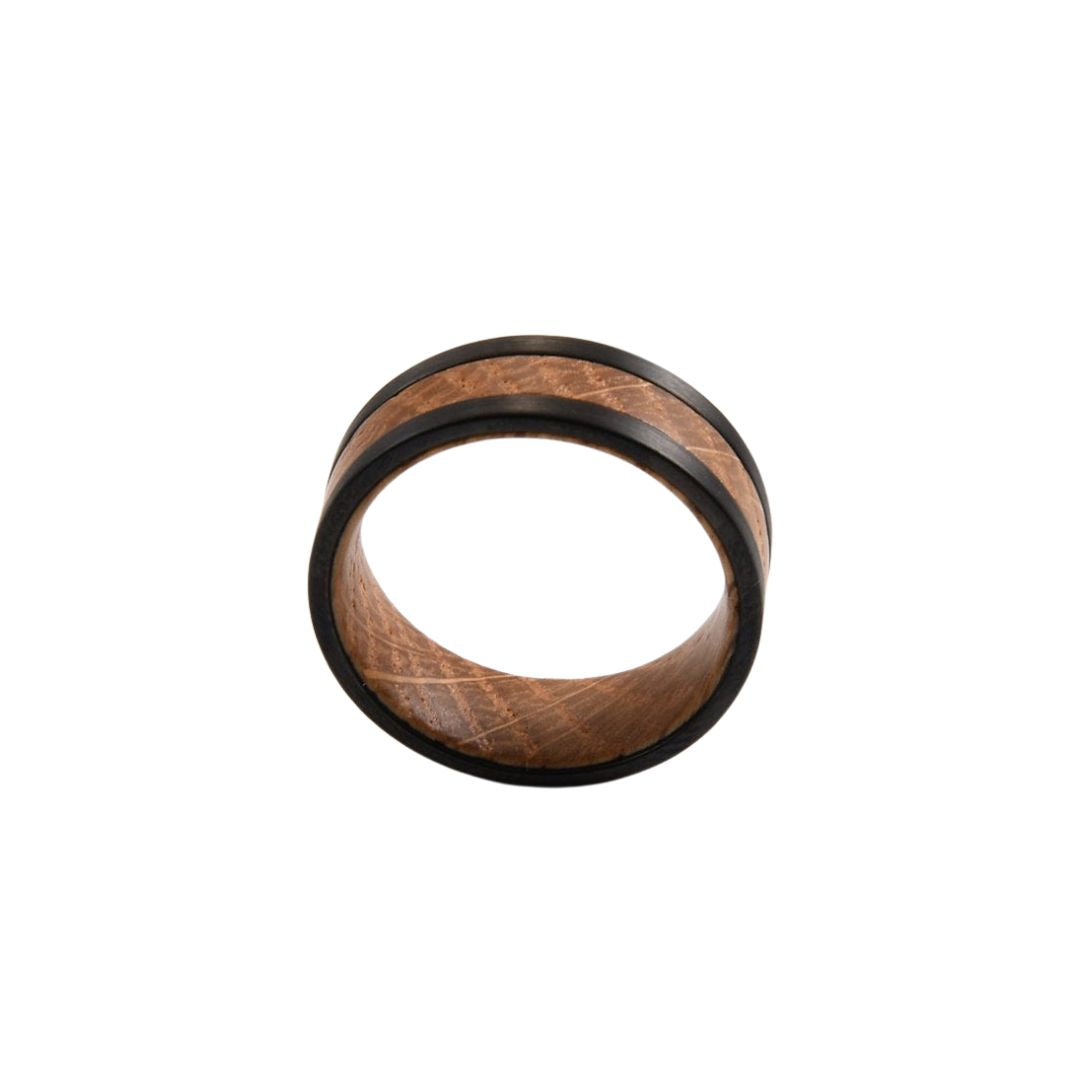 Bague en tungstène double et bois de whisky vieillis ((3))