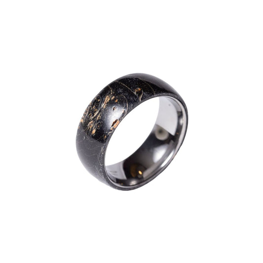 Bague en tungstène et bois d'érable infusé noir ((13))