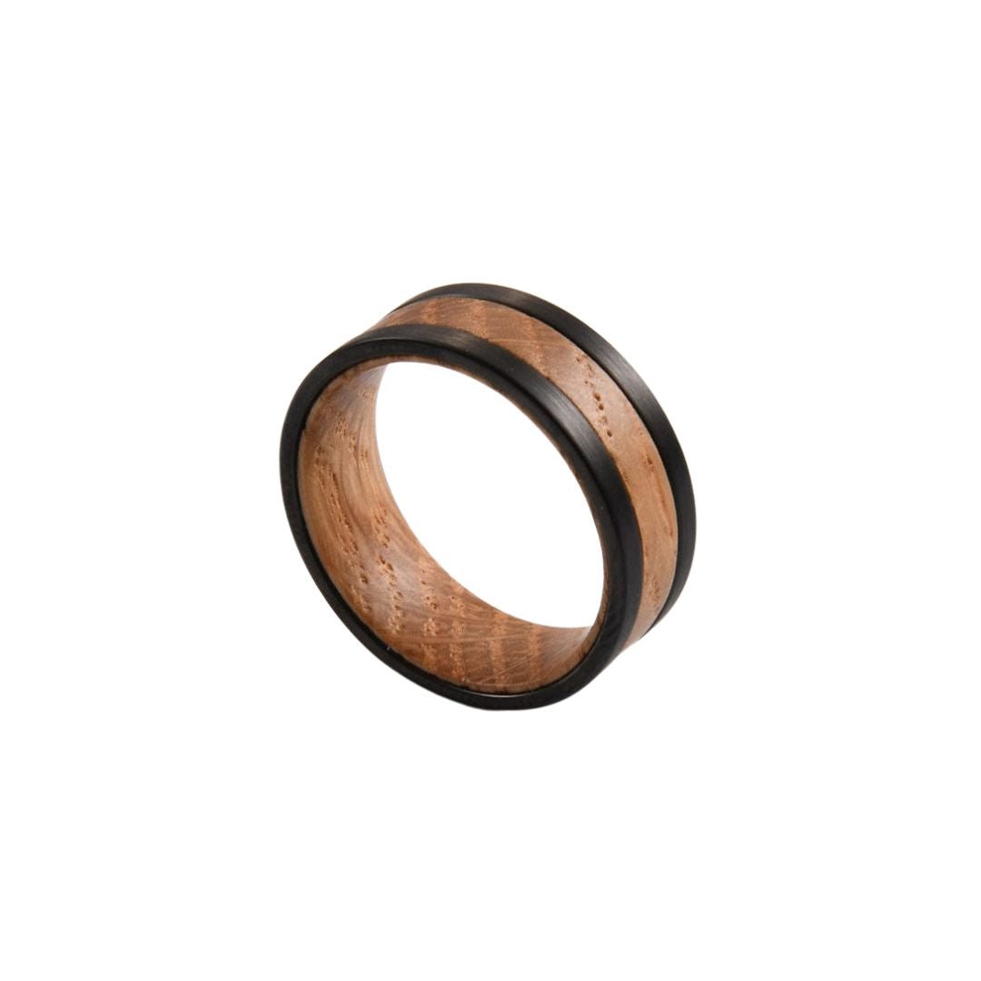 Bague en tungstène double et bois de whisky vieillis ((3))