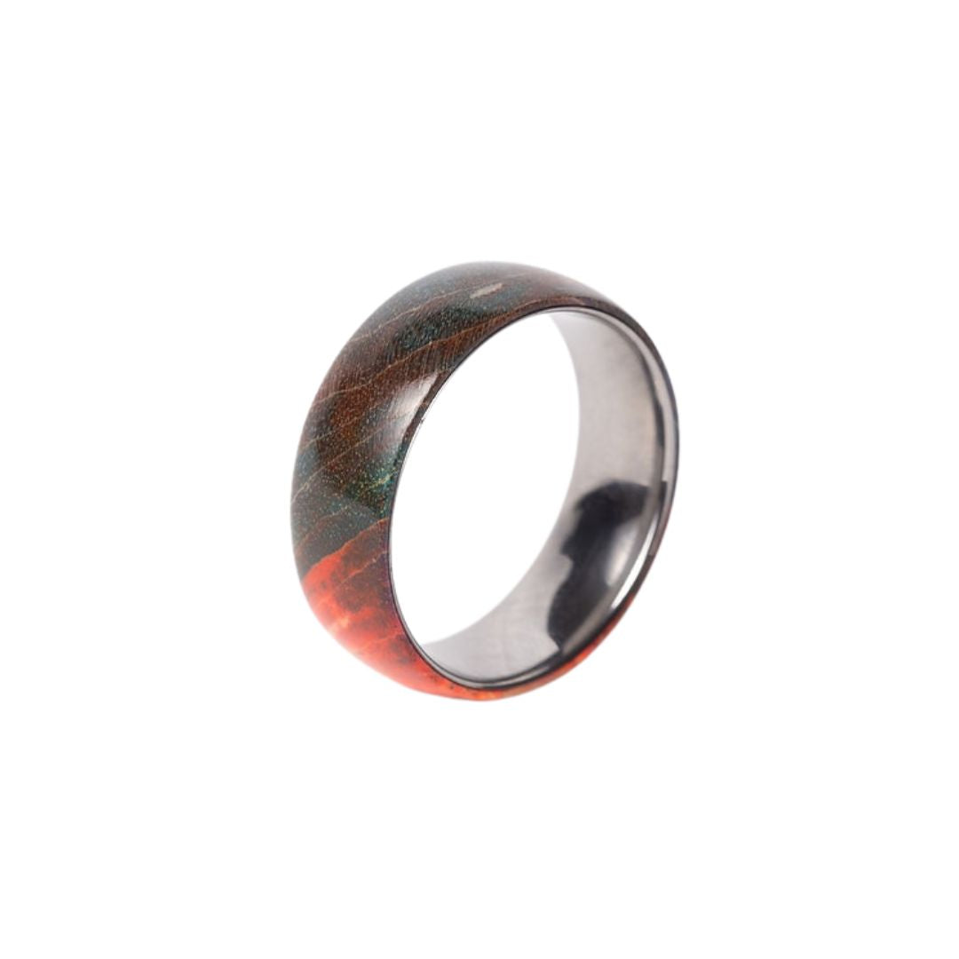Bague en tungstène et bois d'érable infusé multicolore ((14))