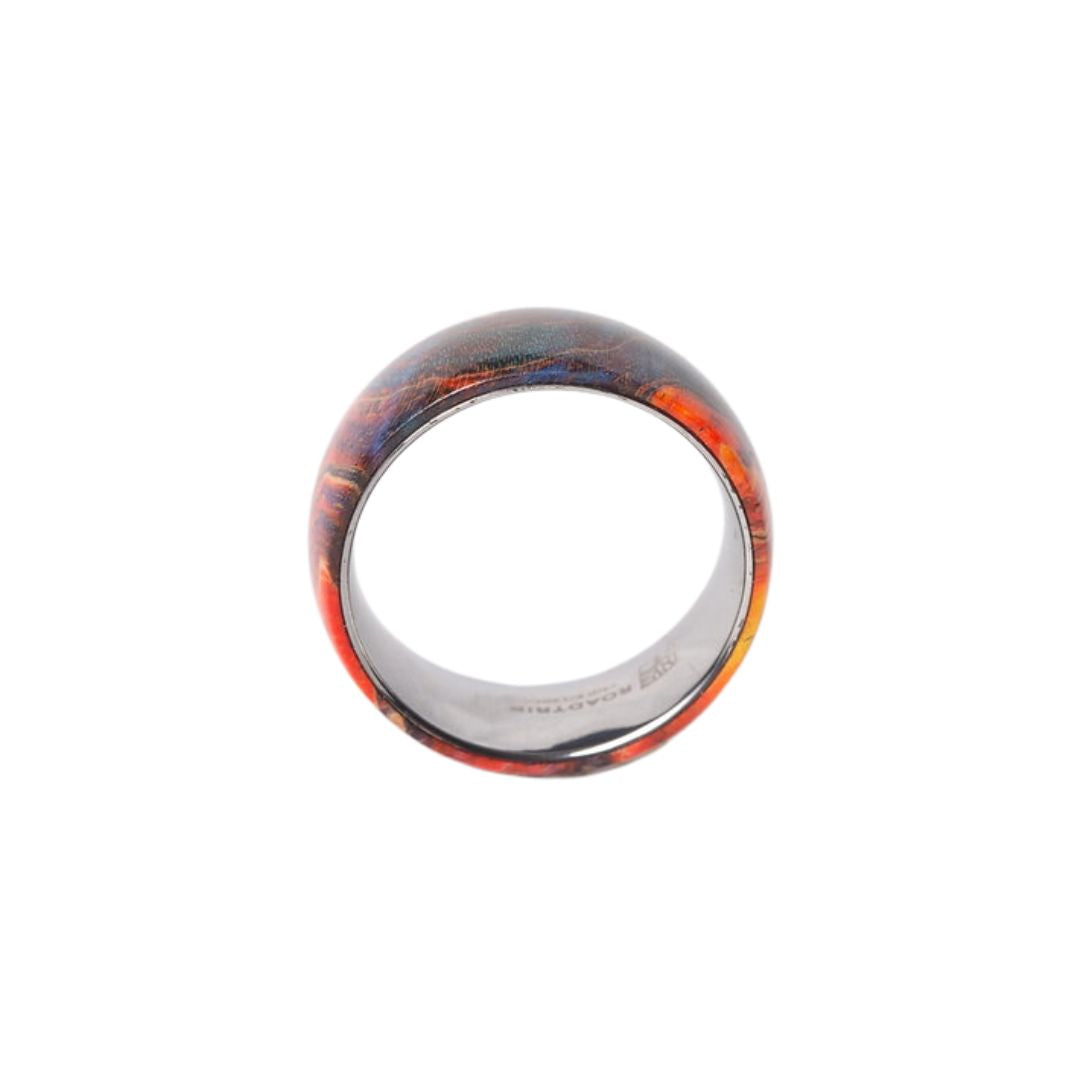 Bague en tungstène et bois d'érable infusé multicolore ((14))